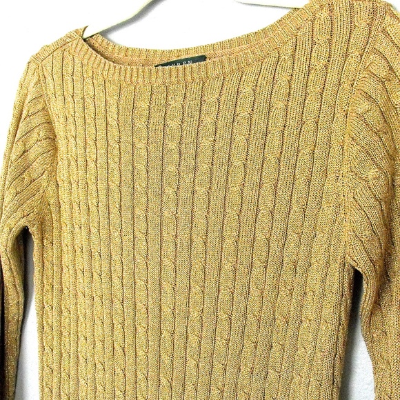 ralph lauren gold metallic sweater